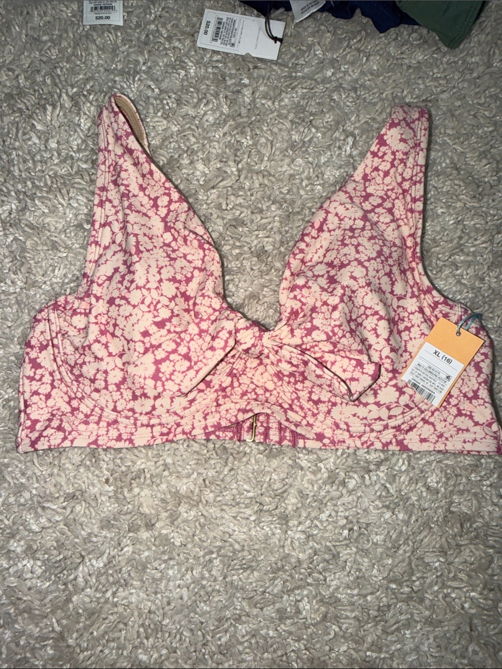 Kona Sol Pink and Cream Floral Bikini Set - Picture 4 of 6